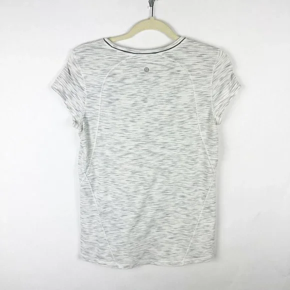 Lululemon Another Mile Short Sleeve Shirt Size 6 Tiger Space Dye Black White - Picture 4 of 4